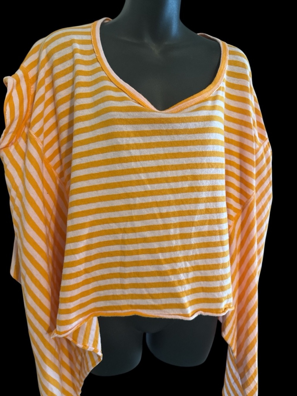 NWT Free People Striped V-Neck Women's Top in Yellow and White Small